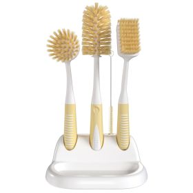 Dish Brush Set of 5 with Convenient Holder Bottle Water Brush Dish Scrub Brush Scrubber Brush and Straw Brush Kitchen Scrub Brushes Non Slip Long Hand