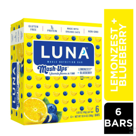 LUNA Mash-Ups - LemonZest + Blueberry Flavor - Gluten-Free - Non-GMO - 7-9g Protein - Made with Organic Oats - Low Glycemic - Whole Nutrition Snack Ba