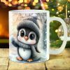 1pc Ceramic Penguin Water Bottle, Durable, Ideal for Home & Office, Perfect for Birthday & Holiday Gifts, for Mother'S