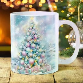 1pc Christmas Tree Ceramic Mug, 11oz, Insulated Water Bottle with Lid and Straw, for Coffee and Beverages, Home