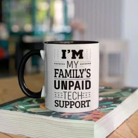Support Coffee Mug, Travel Mug, Tumbler, Water Bottle, Family Tech Gift, Beer Can Holder, 11oz Black Handle Mug