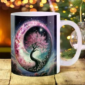 1pc Ceramic Coffee Mug, Insulated Water Bottle, with Cosmic Tree Design, for Daily Use, Home and Kitchen Supplies