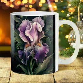 1pc Ceramic Water Bottle with Irises Design, Durable, Ideal for Home & Office, with Perfect Gift for Mother'S Day,