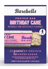 Barebells Protein Bars with 20g High Protein, 1.9oz Bars, Birthday Cake - 4 Count