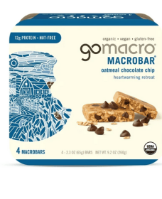 GoMacro MacroBar Organic Vegan Protein Bars - Oatmeal Chocolate Chip MacroBars (4 Count)