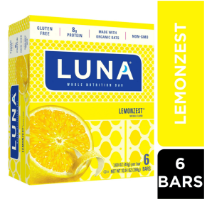 LUNA Bar - LemonZest Flavor - Gluten-Free - Non-GMO - 7-9g Protein - Made with Organic Oats - Low Glycemic - Whole Nutrition Snack Bars - 1.69 oz. (6