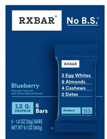 RXBAR Blueberry Chewy Protein Bars, Gluten-Free, Ready-to-Eat, Protein Snack, 9.1 oz, 5 Count