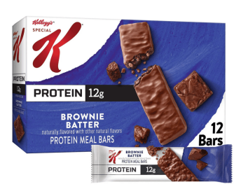 Kellogg's Special K Brownie Batter Chewy Protein Meal Bars, Ready-to-Eat, 19 oz, 12 Count