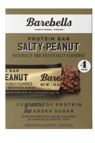 Barebells Protein Bars with 20g High Protein, 1.9oz Bars, Salty Peanut - 4 Count