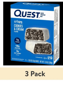 (3 pack) Quest Nutrition, Crispy Hero Protein Bars, Low Carb, Gluten Free, Cookies & Cream, 4 Count