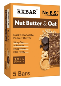RXBAR Nut Butter and Oat, Gluten-Free Dark Chocolate Peanut Butter Chewy Protein Bars, Gluten-Free, Ready-to-Eat, Protein Snacks, 9.7 oz, 5 Count