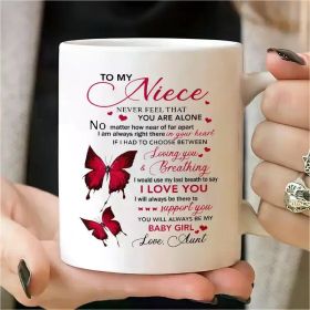 Water Bottles Cup 11Oz to My Niece, I Love And Support You, You Will Always Be My Baby Girl, Warm Sweet Butterfly
