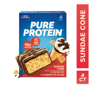 Pure Protein Bars, Sundae Cone, 19g Protein, Gluten Free, 1.76 oz, 4 Ct