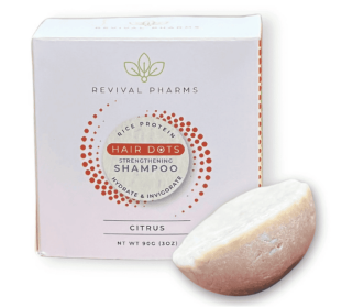 Revival Pharms Hair Dot: Strengthening Solid Shampoo Bar, 3 oz, Rice Protein, Citrus Scent