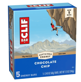 CLIF BAR - Chocolate Chip - Made with Organic Oats - Energy Bars - Non-GMO - Plant Based Protein Bars (5 Pack)