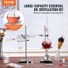 VEVOR Essential Oil Distillation Kit, 500ml Distillation Apparatus, 3.3 Boro Lab Glassware Distillation Kit with Alcohol Lamp, Ceramic Mesh and 24