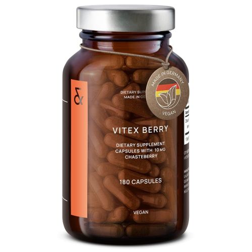 Vitex Berry Premium Chasteberry 4:1 Extract Vitex Agnus Castus Menopause & PMS Support Hormone Balance for Women 180 Capsules 6 Month Supply Made in G