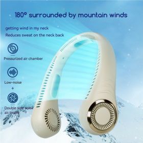 Bladeless Neck Fan with 180�� Mountain Wind Cooling -Hands-Free Wearable & Ultra-Quiet, USB Rechargeable for Travel, Gym (Color: ivory white)