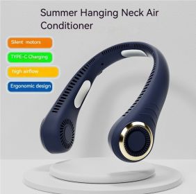 Bladeless Neck Fan with 180�� Mountain Wind Cooling -Hands-Free Wearable & Ultra-Quiet, USB Rechargeable for Travel, Gym (Color: Blue)
