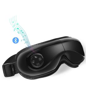 VEVOR Heated Eye Massager Eye Care Device 5 Modes Bluetooth Music 180�� Foldable (Color: Black, Control Type: Push-button)