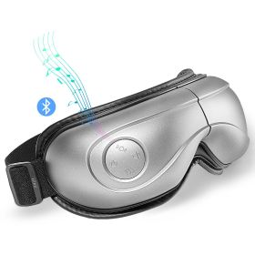 VEVOR Heated Eye Massager Eye Care Device 5 Modes Bluetooth Music 180�� Foldable (Color: Light Gray, Control Type: Push-button)