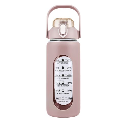 Glass Water Bottle Sports Water Bottle Motivational Water Bottle Water Intake Tracker Bottle with Straw Time Marker Silicone Sleeve Handle for Gym Wor Glass Water Bottle Sports Water Bottle Motivational Water Bottle Water Intake Tracker Bottle with Straw Time Marker Silicone Sleeve Handle for Gym Wor