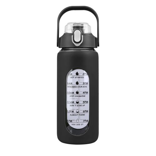 Glass Water Bottle Sports Water Bottle Motivational Water Bottle Water Intake Tracker Bottle with Straw Time Marker Silicone Sleeve Handle for Gym Wor Glass Water Bottle Sports Water Bottle Motivational Water Bottle Water Intake Tracker Bottle with Straw Time Marker Silicone Sleeve Handle for Gym Wor