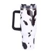 40oz 5D cowprint Insulated Tumbler With Handle And Straw Lid Portable Large Capacity water bottle, Heat preservation