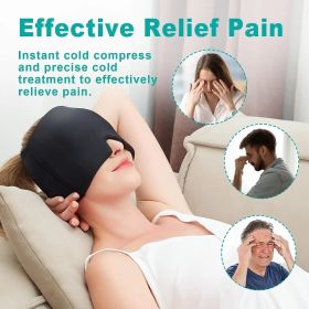 360�� Massage Migraine Relief Hat Stress Relief Eye Mask Gel Hot Cold Therapy Headache Pain Relief Cap  Ice Head Wrap for Headache and Puffy Eyes (Color: Black)