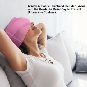 360�� Massage Migraine Relief Hat Stress Relief Eye Mask Gel Hot Cold Therapy Headache Pain Relief Cap  Ice Head Wrap for Headache and Puffy Eyes (Color: Pink)