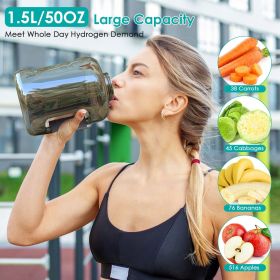 1.5L Large Capacity Portable Hydrogen Water Bottle 6 Min Quick Electrolysis Rechargeable Hydrogen Water Generator For Home Travel Office Gym Workout E (Color: as pic)