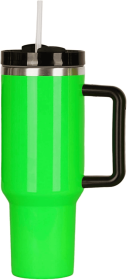 40 oz Tumbler with Handle and Straw Lid, Insulated Stainless Steel Double Wall Spill Proof Water Bottle Travel Mug,Dishwasher Safe (Color: Green)