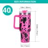 40oz 5D cowprint Insulated Tumbler With Handle And Straw Lid Portable Large Capacity water bottle, Heat preservation