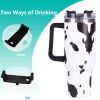 40oz 5D cowprint Insulated Tumbler With Handle And Straw Lid Portable Large Capacity water bottle, Heat preservation