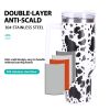 40oz 5D cowprint Insulated Tumbler With Handle And Straw Lid Portable Large Capacity water bottle, Heat preservation