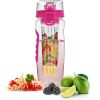 32OZ Fruit Infuser Water Bottle Juice Shaker Sport Bottke with Flip Top Lid Anti-Slip Grips for Sport Running Walking Hiking Office Yoga Gym