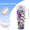 1pc 40oz Water Bottles,5D Little Turtle Series Tumbler,Large Capacity Stainless Steel Tumbler Insulation Cup With Lid And Straw For Women,Camping