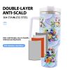 1pc 40oz Water Bottles,5D Little Turtle Series Tumbler,Large Capacity Stainless Steel Tumbler Insulation Cup With Lid And Straw For Women,Camping
