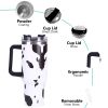 40oz 5D cowprint Insulated Tumbler With Handle And Straw Lid Portable Large Capacity water bottle, Heat preservation