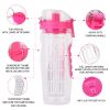 32OZ Fruit Infuser Water Bottle Juice Shaker Sport Bottke with Flip Top Lid Anti-Slip Grips for Sport Running Walking Hiking Office Yoga Gym