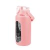 Glass Water Bottle Sports Water Bottle Motivational Water Bottle Water Intake Tracker Bottle with Straw Time Marker Silicone Sleeve Handle for Gym Wor