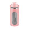 Glass Water Bottle Sports Water Bottle Motivational Water Bottle Water Intake Tracker Bottle with Straw Time Marker Silicone Sleeve Handle for Gym Wor